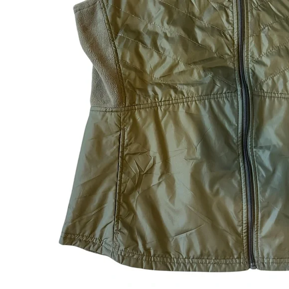 COLUMBIA olive green zip front fitted vest w/fleece side panels & collar XL - Picture 2 of 7